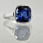 10 Ct Natural Blue Sapphire Cushion Cut Solid 925 Sterling Silver Astrology Ring