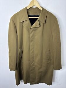 Vintage Sears Rain Weather Coat Overcoat Men 40 Brown Removable Lining Lined