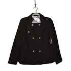 CROWN & IVY NEW $120 Double Breasted Pea Coat in Black Small