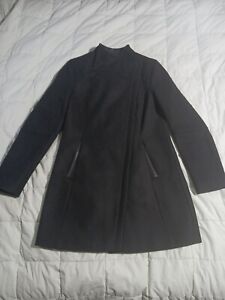 Calvin Klein Ladie's Black Trench Coat Small Wool Blend EXC Condition Women's