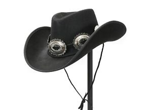 Hat Band for Cowboy Hats, Steampunk Genuine Leather Concho & Buckle USA