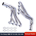 For Chevy GMC 07-14 4.8L 5.3L 6.0L Long Tube Polished Stainless Steel Headers