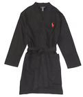Polo Ralph Lauren S/M BLACK Long-Sleeve Shawl-Collar Brushed-Fleece Robe