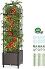 SLSY Raised Garden Bed Planter Box with Wheels, Tomato Cage Planter with Trellis