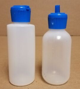 2 oz (60 ml) HDPE or LDPE Plastic Bottles with Blue Polytop Dispensing Caps