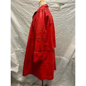Panos Seretis New York Genuine Red Leather + a 100% Acetate Interior Trench Coat