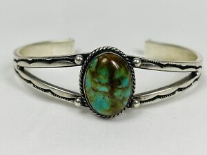 Vtg 23g Old pawn Navajo  Turquoise Sterling Silver Cuff Bracelet