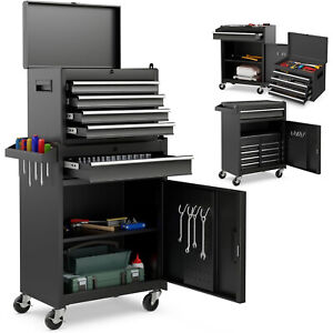 5-Drawer Rolling Tool Storage Cabinet with Detachable Top Tool Box, Liner