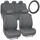 Gray PU Leather Car Seat Covers GripDrive Steering Wheel Cover Stitched (For: 2010 Jeep Wrangler)