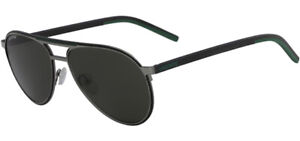 Lacoste Men's Shiny Gunmetal/Grey/Green Pilot Sunglasses - L193S 035