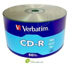 50 VERBATIM Blank 52X CD-R CDR Branded Logo 700MB Media Disc
