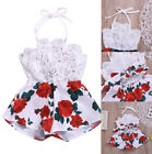 Newborn Baby Girl Floral Strap Skirt Lace Ruffle Dress Princess Outfits Clothes