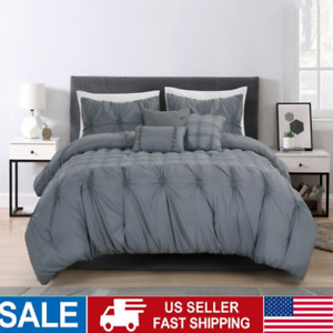 7 Piece Comforter Set Bed in a Bag All Season Reversible Bedding Sets Queen Gray