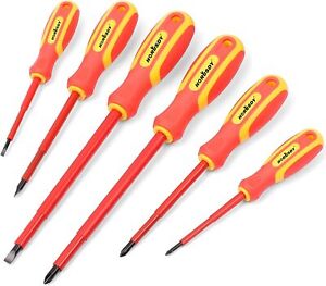 6pc 1000V Insulated Screwdriver Set Magnetic Tips Electrician Slotted Phillips