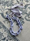 J Crew Light Purple Lavender Lilac Resin Oval Chain Link Ribbon Tie Necklace