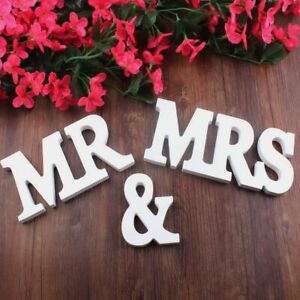 Mr & Mrs Wedding Wooden Sign Wood Letters Décor Decoration Table Top Standing