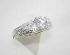 SOLID 925 SILVER ENGRAVED HAWAIIAN HERITAGE SCROLLS 0.75CTS CZ FRENCH MOUNT RING