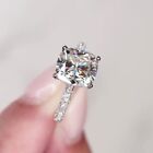 Cushion Cut Lab Created Diamond Solitaire Soul Engagement 14K White Gold FN Ring