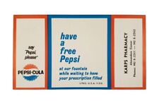 VTG 1950s Karps Pharmacy PEPSI COLA free Fountain Drink Prescription Wait Coupon