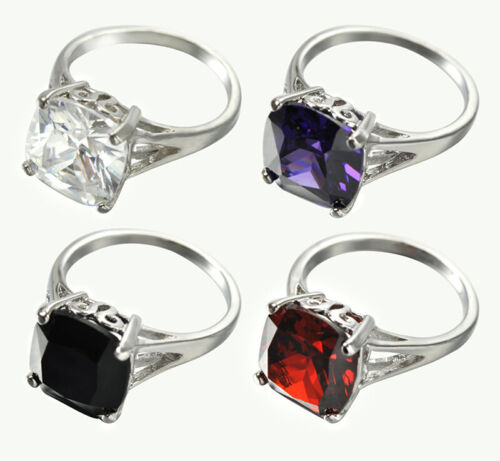 Ring Women Rhodium Plated Silver Plated Square Cubic Zirconia Fashion Jewelry