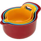 4 Piece Nesting Plastic Mixing Bowl Set,Mixing Bowl Set w/ Anti Slip Rubber base