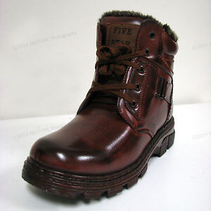 New Men's Winter Boots Brown Ankle Fashion Fur Full Lined Zipper Warm Sizes:7-13