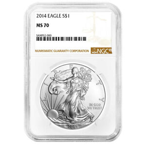 2014 $1 American Silver Eagle NGC MS70 Brown Label