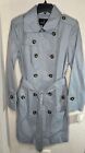London Fog Collection Women Trench Coat Gray Chambray M Double breasted Chambray