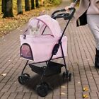 LUCKYERMORE Folding Pet Stroller Small Cat Dog Cage Travel Carrier Cup Holder