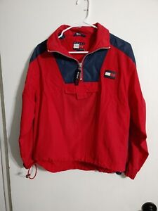 Vintage Tommy Hilfiger Quarter Zip Lightweight Red White Blue Jacket Size M