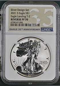 2021 S REVERSE PROOF SILVER EAGLE NGC PF70 PF70 From The DESIGNER SET - 35th Ann