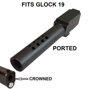 For Glock 19 19X Ported Barrel Fits Gen 1 2 3 4 5 Black Diamond Like Coating DLC