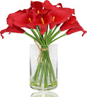 Calla Lily Artificial Flowers in Vase with Faux Water, 20 Stems Real Touch PU Fa