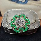 Vintage brooch, glass cabochons, crystals, art glass at the center, Czech