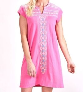 FRESH PRODUCE X-Large Pink Embroidery $85 BAJA KAYDA Jersey Beach Dress NWT XL