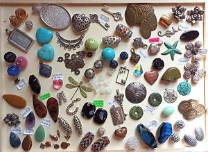 Large Bead Lot of Assorted Pendants Large Beads Charms Statement Beads Drops