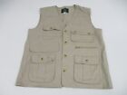 Orvis Vest Men's Size Large Beige Sleeveless Button Pockets Hunting Outdoor