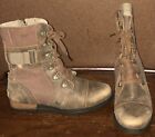 Sorel NL2157-260 Major Carly Leather Canvas Combat Boots Women Size EU 39 /US 8