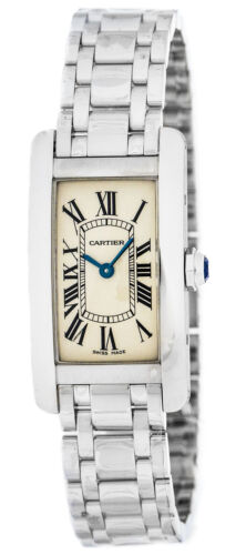 New Cartier Tank Americaine 18k White Gold Silver Dial Women Watch W26019L1