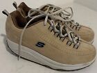 Sketchers Shape Ups Womens Size 8 Tan Suede Lace Up Curved Sole Walking Shoe