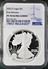New Listing2023 s proof silver eagle ngc pf 70 uc first release fr label       in hand
