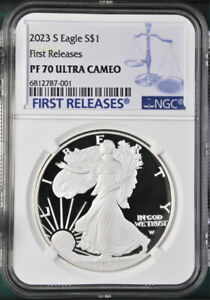 2023 s proof silver eagle ngc pf 70 uc first release fr label       in hand