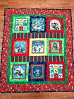Handmade Christmas PATCHWORK Quilt Throw 44”x51” Angle Santa Kids Snowman Cotton