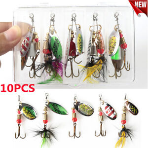 10x New Fishing Lures Metal Spinner Baits Bass Tackle Crankbait Spoon Trout
