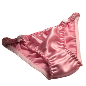 Bikini Solid 100% Silk Panties for Women Pink Brief Purple White Beach Underwear