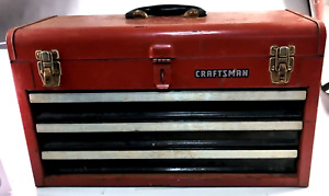 Craftsman Vintage 3 Drawer Metal Red Tool Box Chest 20