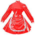 Sissy girl maid long sleeves Red PVC lockable dress cosplay costume Tailor-made