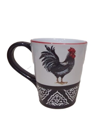 Cracker  Barrel  Black & White Rooster Coffee Tea Mug Susan Winget 14 Oz Gift