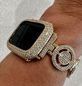 Luxury Apple Watch Band Gold Women Pave or Apple Watch Cover Lab Diamond Bling