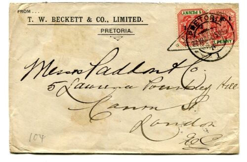 Transvaal 1900 “E.R.I.” 1d. (x2) Censored Boer War cover used Pretoria to London